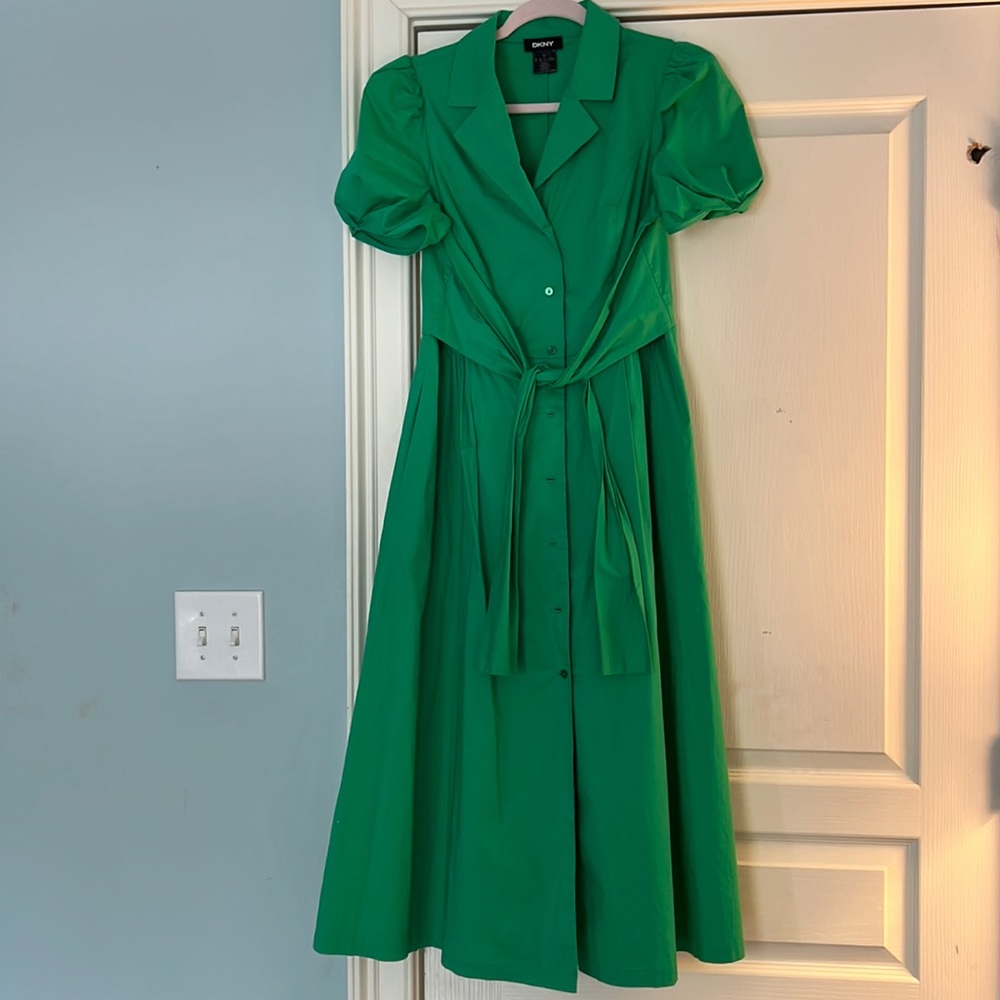 DKNY Green Cotton Poplin Dress